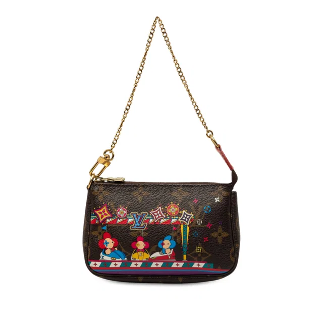 Brown Louis Vuitton Monogram Vivienne Christmas Mini Pochette Accessoires Shoulder Bag in Brown Coated canvas from Designer Revival