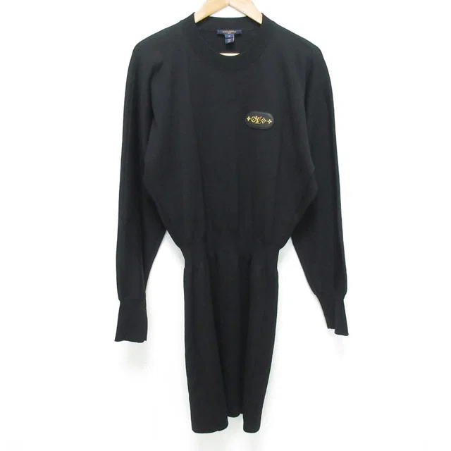 Louis Vuitton Logo Cashmere Blend Knit Dress Black Spring Summer Fall M in Black Cashmere from The Reluxe