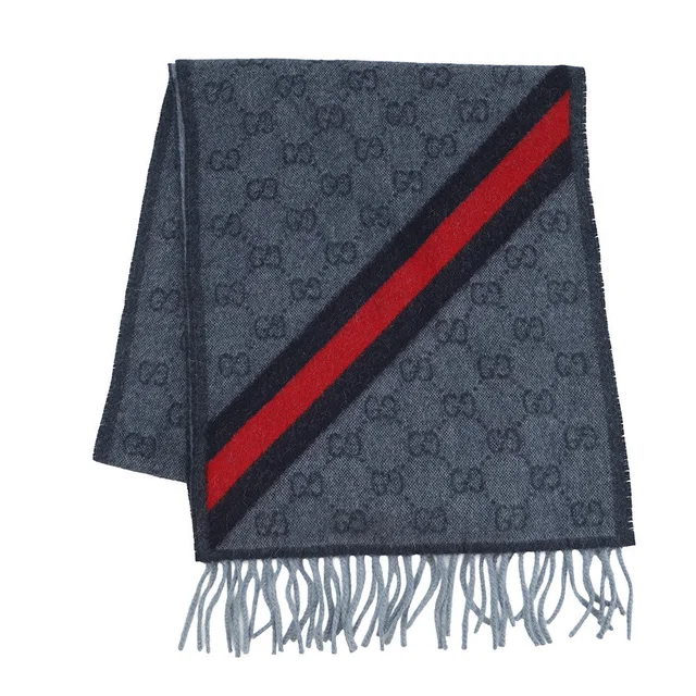 Gucci Webbing line Scarf Midnight Blue570603 3GB18 4068 Wool75% Alpaca25% from GALLERY RARE