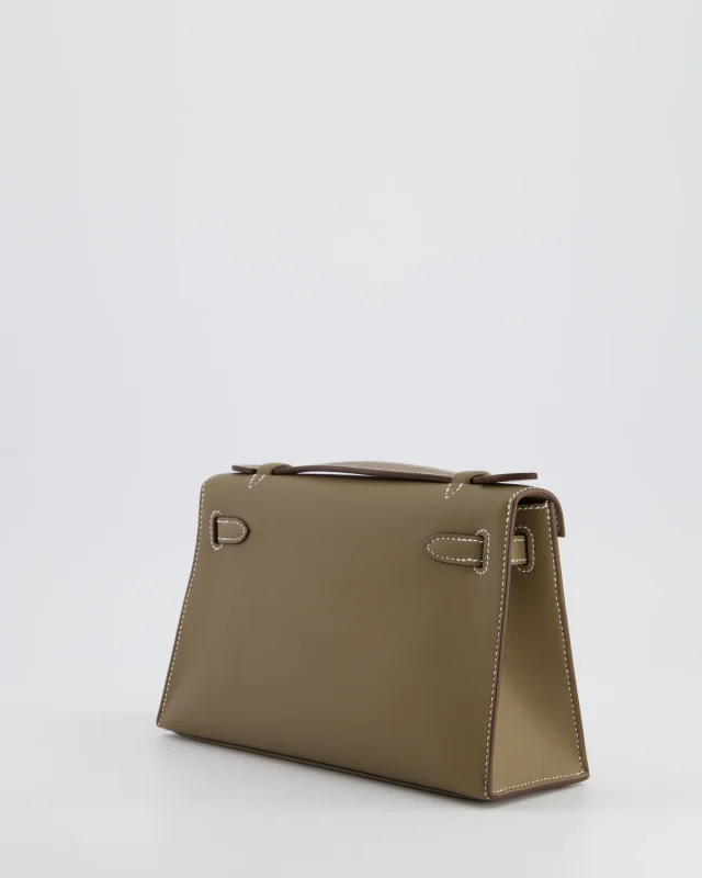 Hermès Kelly Pochette Bag in Taupe Swift leather from Sellier, photo 5 of 19