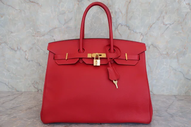 Hermès BIRKIN 35 Epsom leather Rouge casaque □R Engraving Hand bag 800050086 in Red Epsom leather from Luxury Promise