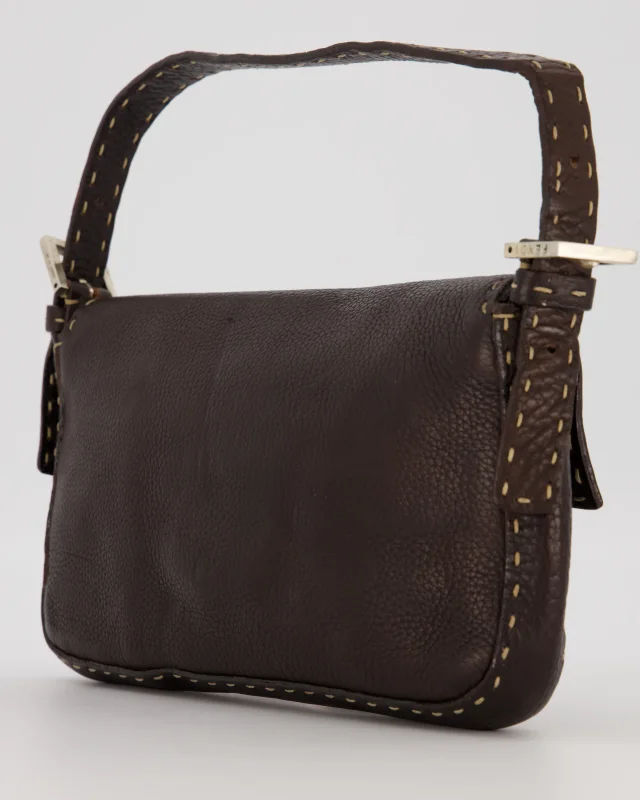 Fendi Selleria Brown Stitched Edge Baguette Bag in Brown Leather from Sellier, photo 5 of 5