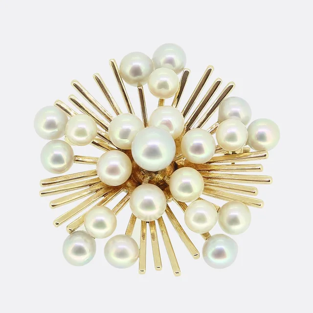 Mikimoto Pearl Starburst Brooch from The Vintage Jeweller