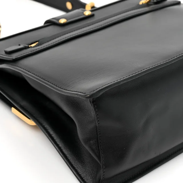 Prada City Calfskin Saffiano Cahier Top Handle Bag Black in Black Saffiano leather from FASHIONPHILE, photo 12 of 13
