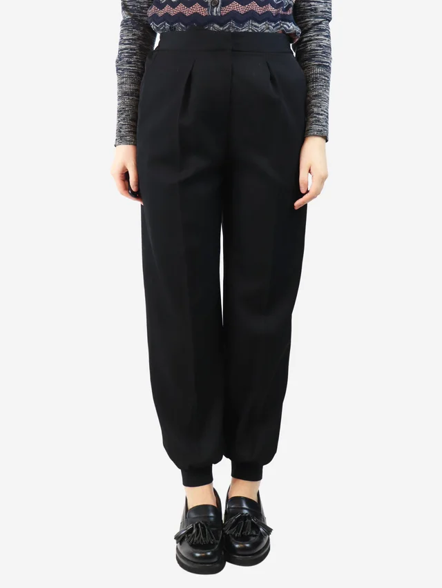 Stella McCartney Black cuffed wool trousers - size UK 8 in Black Wool from Sign of the Times