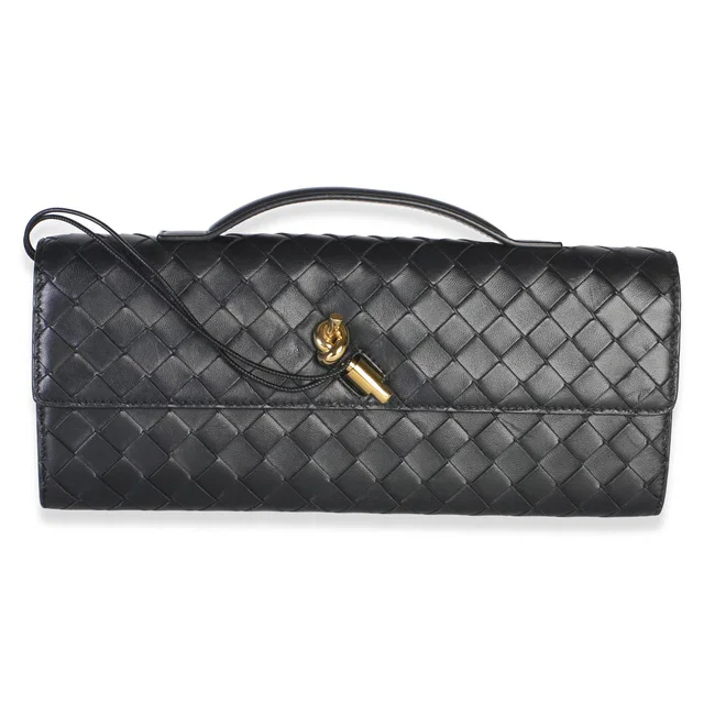 Bottega Veneta Black Intrecciato Nappa Andiamo Long Clutch in Black Nappa leather from myGemma