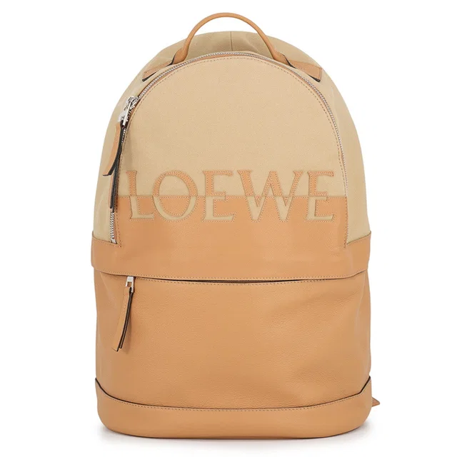 Loewe Round Backpack Crete/Warm DesertB314278X01 3968 Calf Leather Canvas in Calfskin from GALLERY RARE