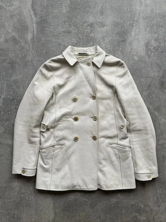 Jil Sander Vintage Leather Blazer Jacket White, Women's (Size Xs) in white Leather from Grailed