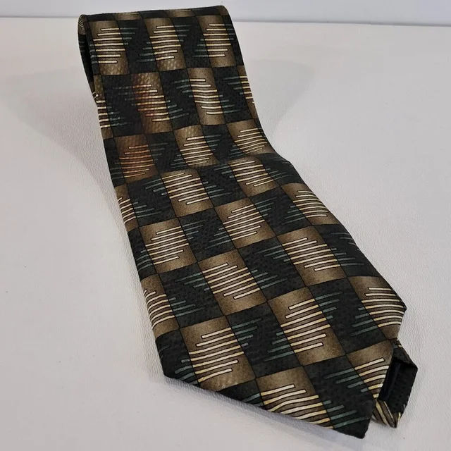 Ziggurat By Mulberry 100% Silk Neck Tie in green|brown|neutral Silk from Poshmark