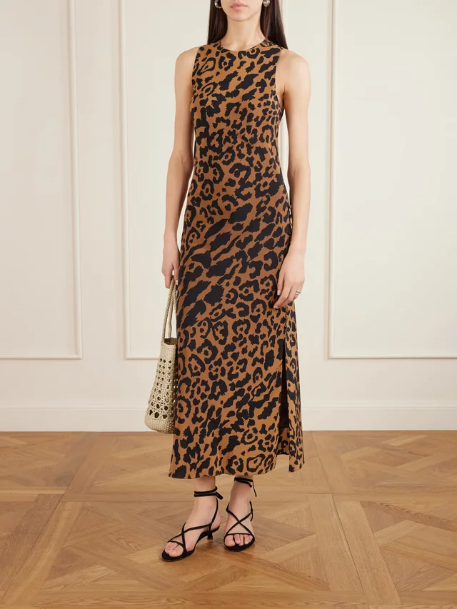 ALIX OF BOHEMIA Adelaide leopard-print silk crepe de chine midi dress in Brown, photo 2 of 2 from NET-A-PORTER (Canada)