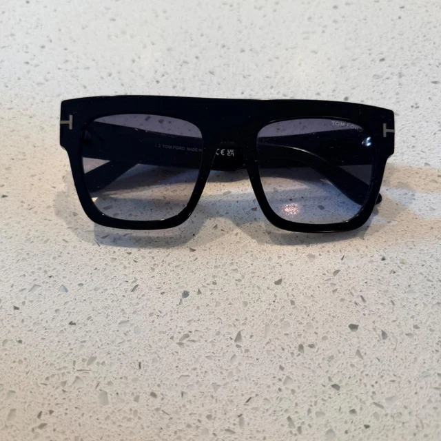 Tom Ford Men's Oversized Sunglasses - Black in black from Depop, photo 6 of 9