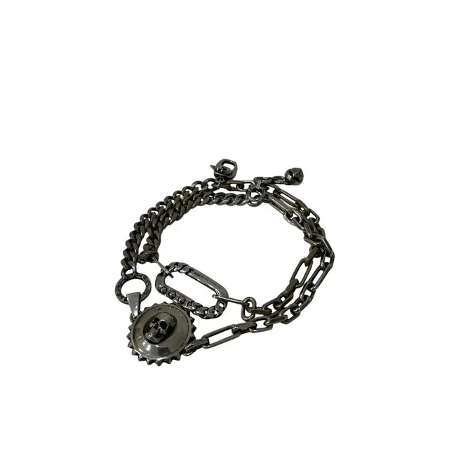 Alexander McQueen Skull Double Chain Bracelet in Silver in silver|gray from Grailed