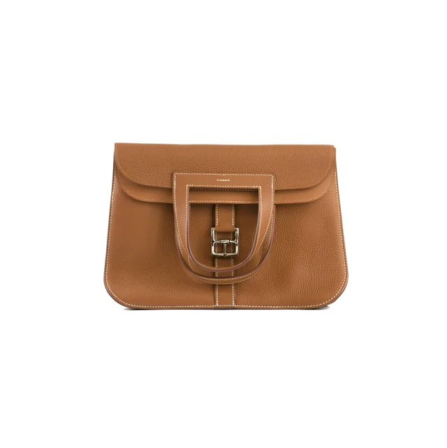 Hermès Halzan 31 Gold A Stamp in Gold Clemence leather from The Purse Affair