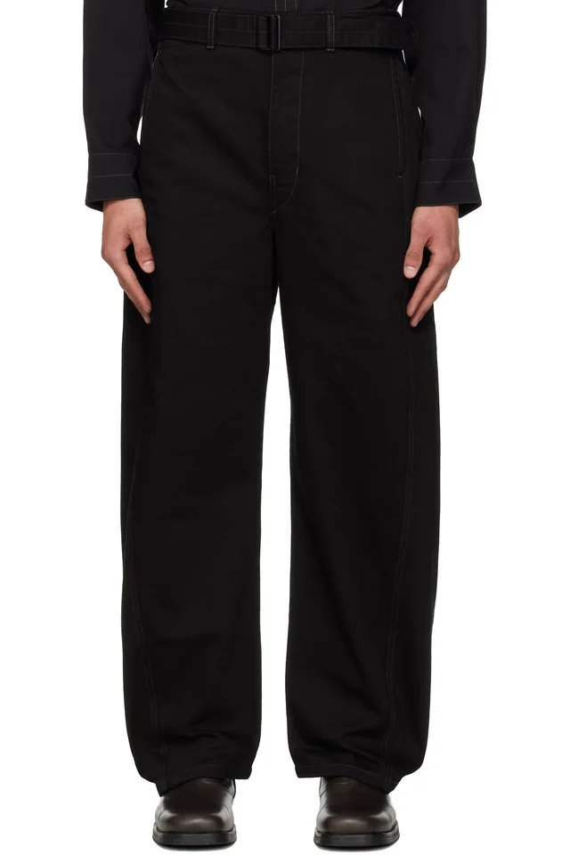 Black Twisted Belted Jeans