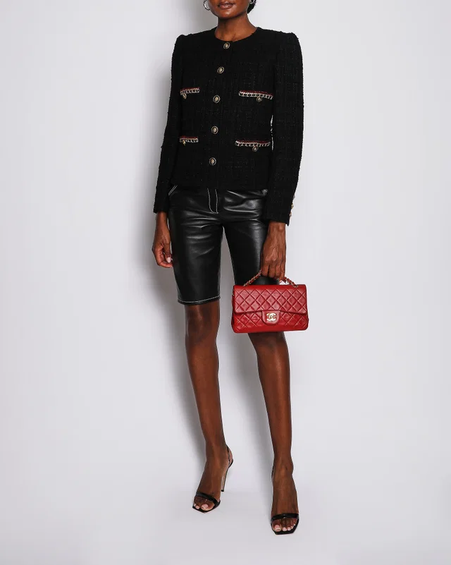 Chanel 21/A Black Chateau Des Dames Métiers d'Art Tweed Jacket with CC Button Detail Size FR 36 (UK 8) in Black Tweed from Sellier
