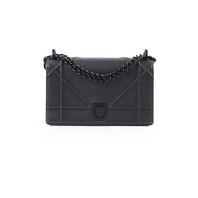 Dior Small Ultra Matte Calfskin Studded Diorama Flap Black in Black Calfskin from The Purse Affair
