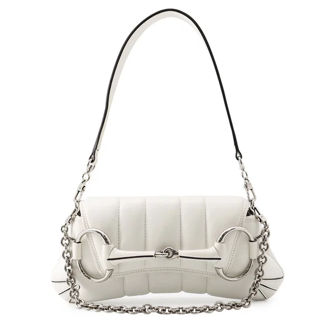 Gucci Horsebit Chain Shoulder Bag White764339 AACU1 9014 Leather Size Small in Leather from GALLERY RARE