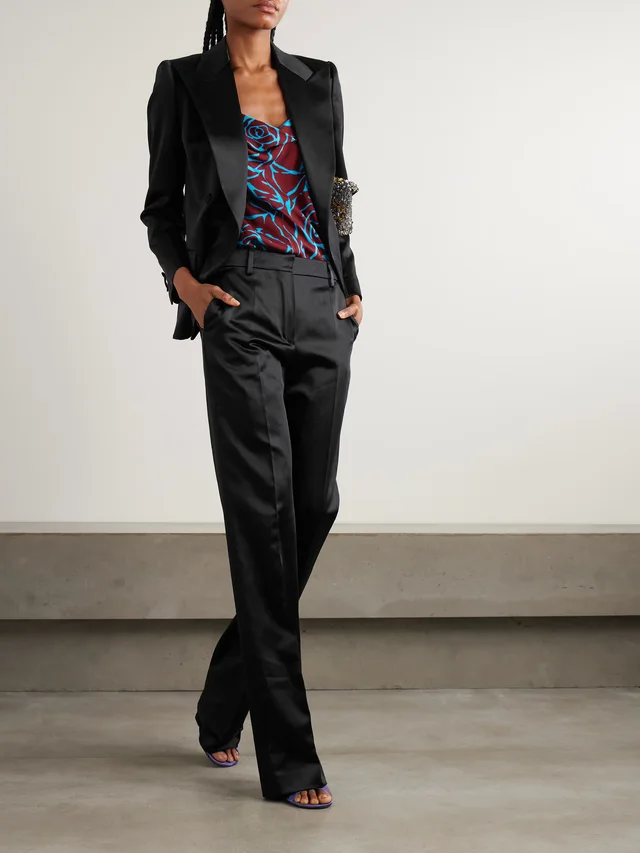 DRIES VAN NOTEN Washed cotton-blend satin slim-leg pants in Black, photo 2 of 2 from NET-A-PORTER (Canada)