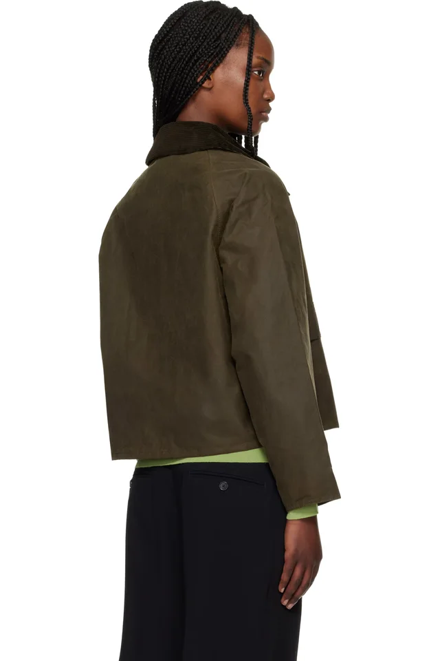 Barbour Khaki Spey Slim Waxed Jacket, photo 3 of 4 from SSENSE