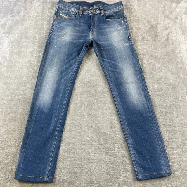 Diesel Sleenker Skinny Jeans Womens 29x27 Blue Stretch Button Fly Distressed in blue Denim from Poshmark