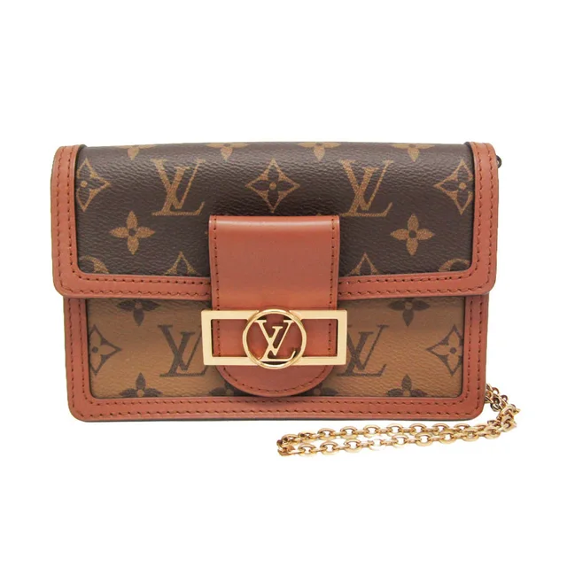 Louis Vuitton Monogram Reverse Dauphine Chain Wallet M68746 Women's Monogram Reverse in Beige/Brown Monogram Reverse , Leather from Elady