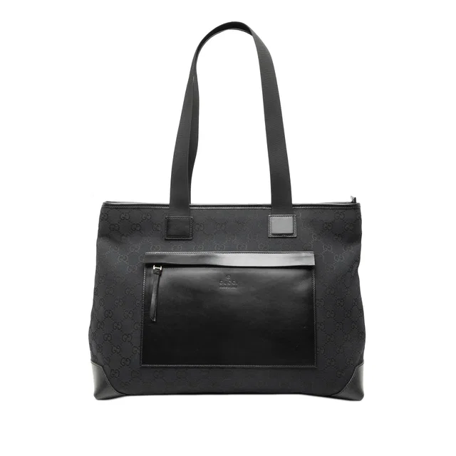 Black Gucci GG Canvas Tote in Black Canvas from Designer Revival