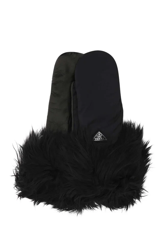 Prada Nylon And Nappa Leather Gloves — Black Pa-lamapacos in Black Nappa leather from HEWI
