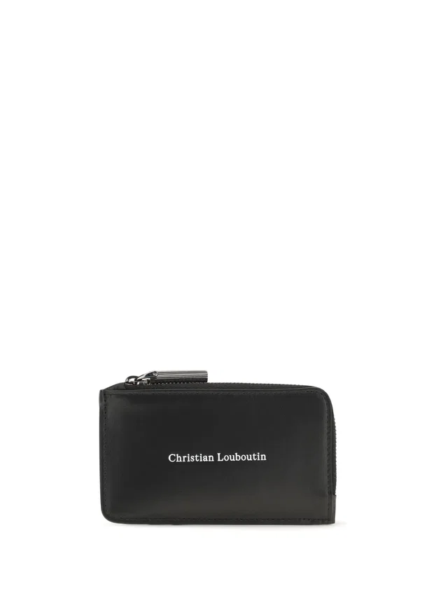 Christian Louboutin Canopy Card Wallet — Black Calf Leather Bos Taurus in Black Calfskin from HEWI
