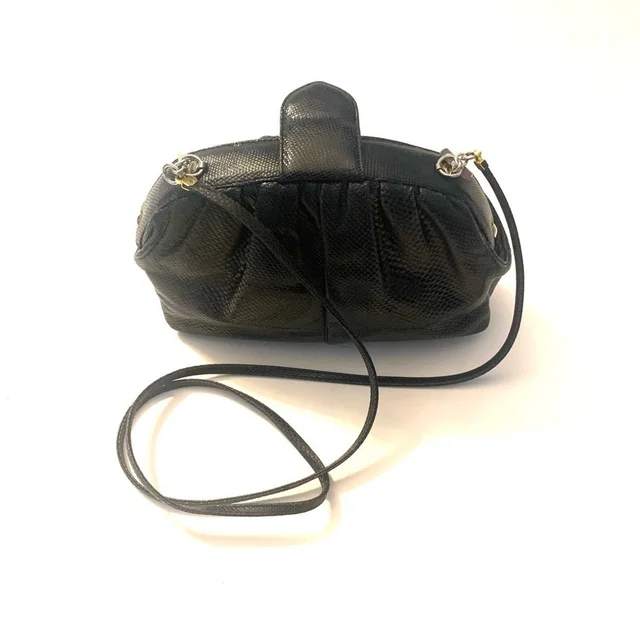 Judith Leiber Vintage Lizard Mini Crossbody Bag And Clutch, Black in black Lizard from Poshmark, photo 5 of 11