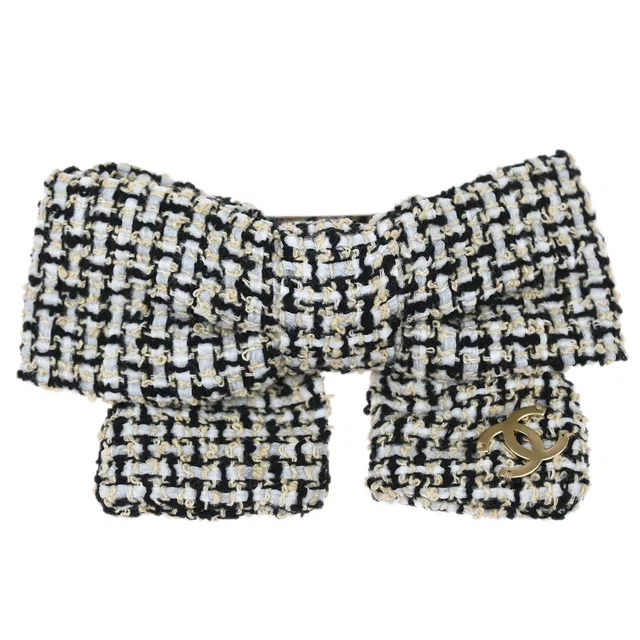 Chanel Hair Clip Bow Hairpin Barrette White 14C in White from AMORE Vintage Tokyo