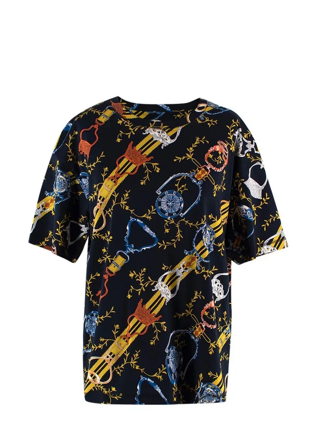 Hermès Bleu Abysse 'Etriers Interlock' Maxi T-Shirt in Blue from HEWI