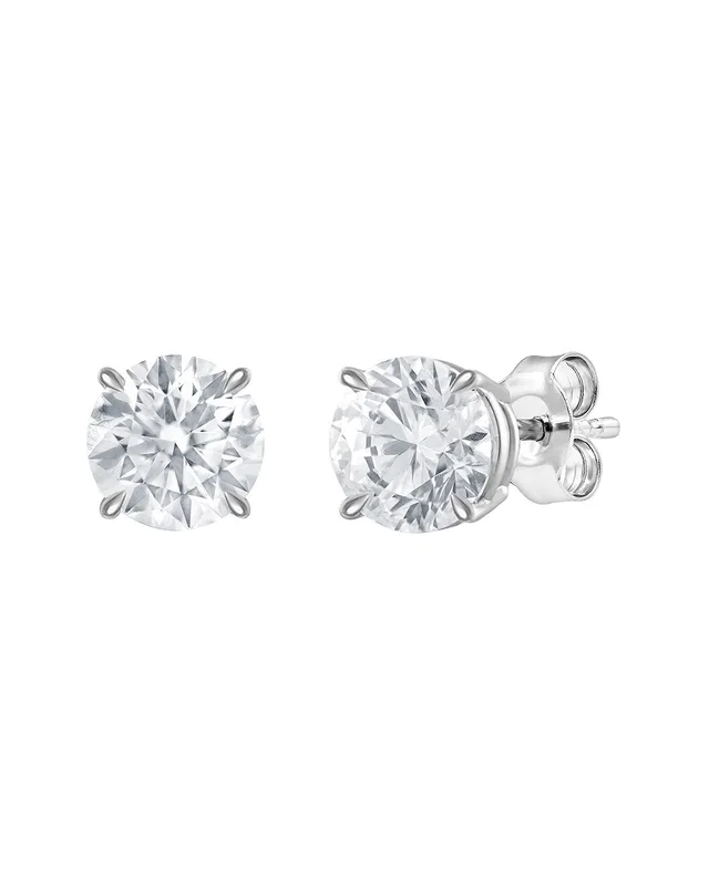 Lab Grown Diamonds Silver 2.00 ct. tw. Lab-Grown Diamond 4 Prong Stud Earrings, image 1 of 1 from Rue La La