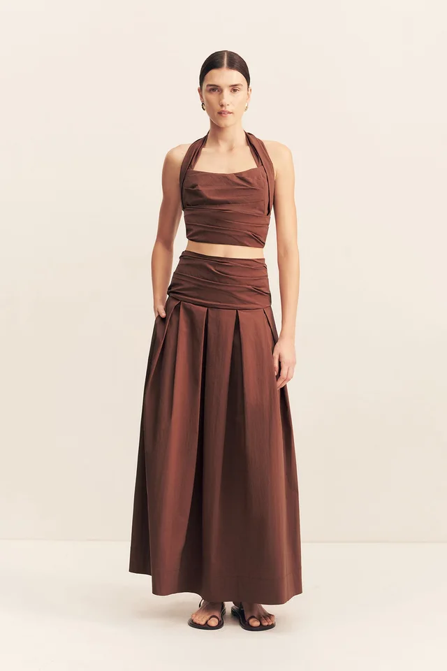 Shona Joy CAMPBELL PLEATED MAXI SKIRT - ESPRESSO from Shona Joy, photo 1 of 1