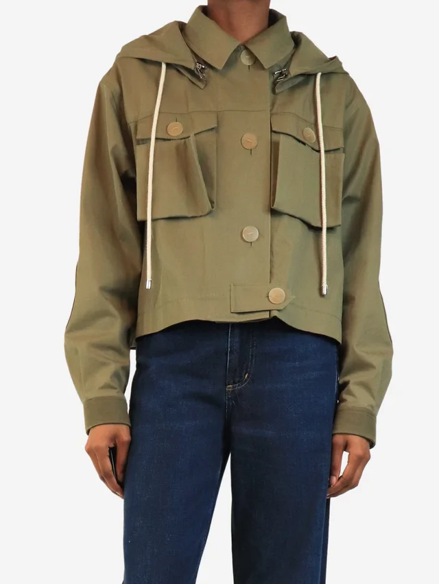 Loewe Army green cotton hooded jacket - size S from Sign of the Times
