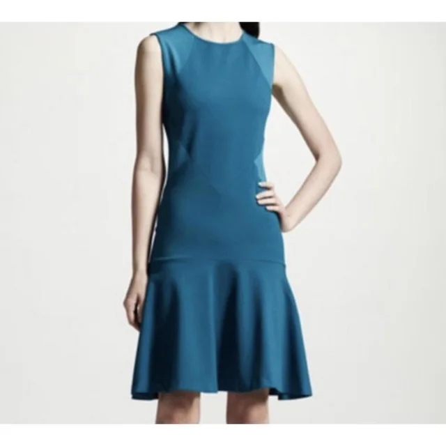 Stella McCartney Teal Sleeveless Drop Waist Dress Sz 2 in blue from Poshmark