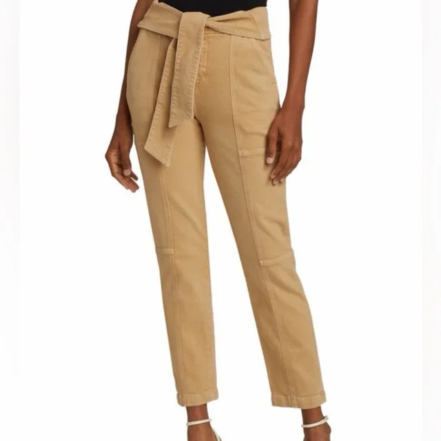 SIMKHAI Standard Tie Around High Waisted Pants Tan Brown 24 W1 in brown|red|neutral from Poshmark