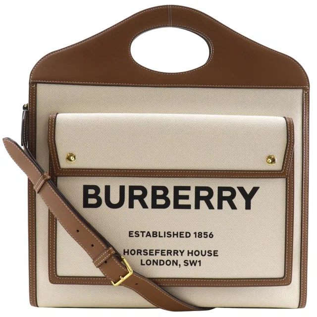 Burberry Medium Pocket Bag Canvas Leather 2way Bag in Canvas from LuxUness