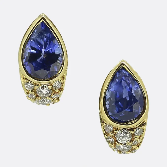 Boucheron Vintage Sapphire Diamond Earrings from The Vintage Jeweller
