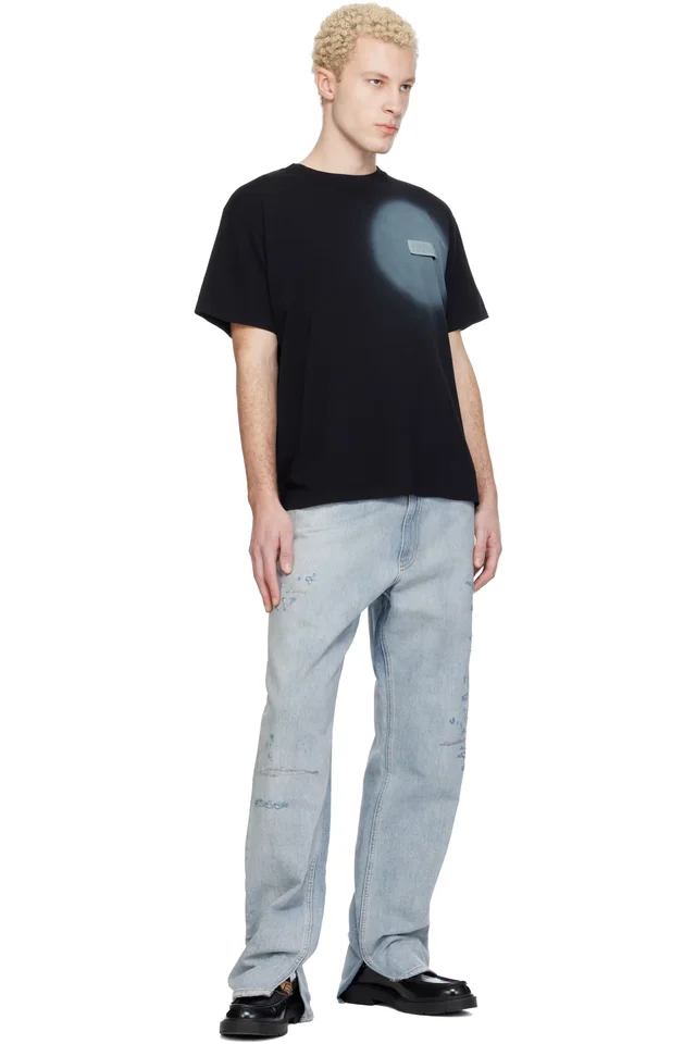 MM6 Maison Margiela Black Spray Print T-shirt, photo 4 of 4 from SSENSE