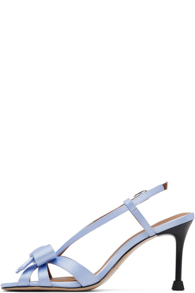 SHUSHU/TONG Blue Bow Detail Heeled Sandals, photo 3 of 5 from SSENSE