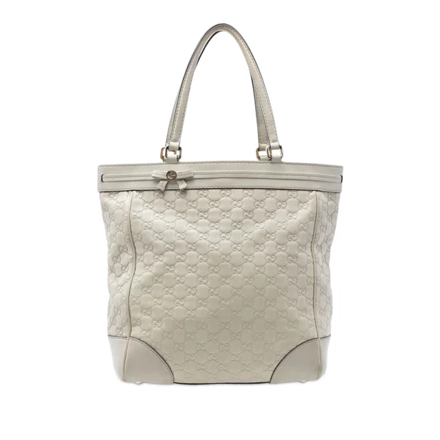 White Gucci Guccissima Mayfair Tote in White Leather from Designer Revival