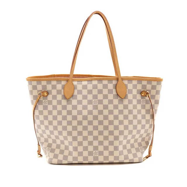 Louis Vuitton Neverfull MM Damier Azur Canvas Rose Ballerine GHW in Pink Canvas from EMIER