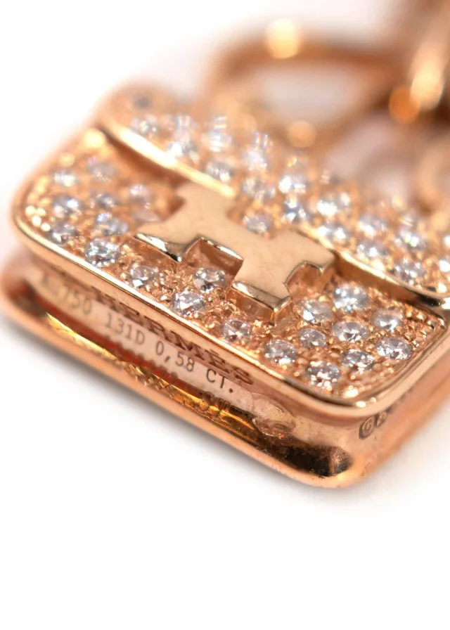 Hermès 18K Rose Gold Diamond Constance Amulettes Bracelet in Pink from HEWI, photo 7 of 10