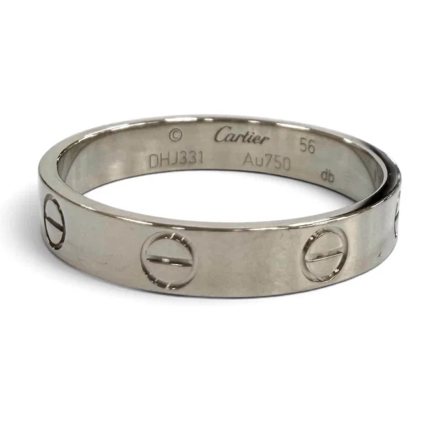 Cartier LOVE Mini 750 White Gold Ring Size 56 in White from LuxUness