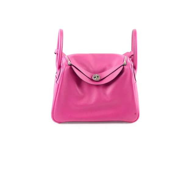 Hermès Lindy 30 Rose Pourpre- C Stamp in Pink Clemence leather from The Purse Affair