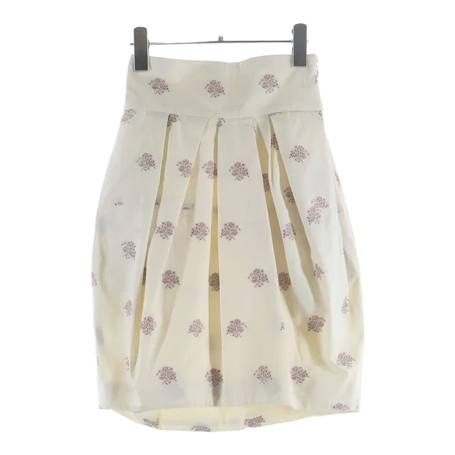 Dior High Waist Floral Print Knee Length Skirt Flower Embroidery Ivory Pink 34 in White from The Reluxe