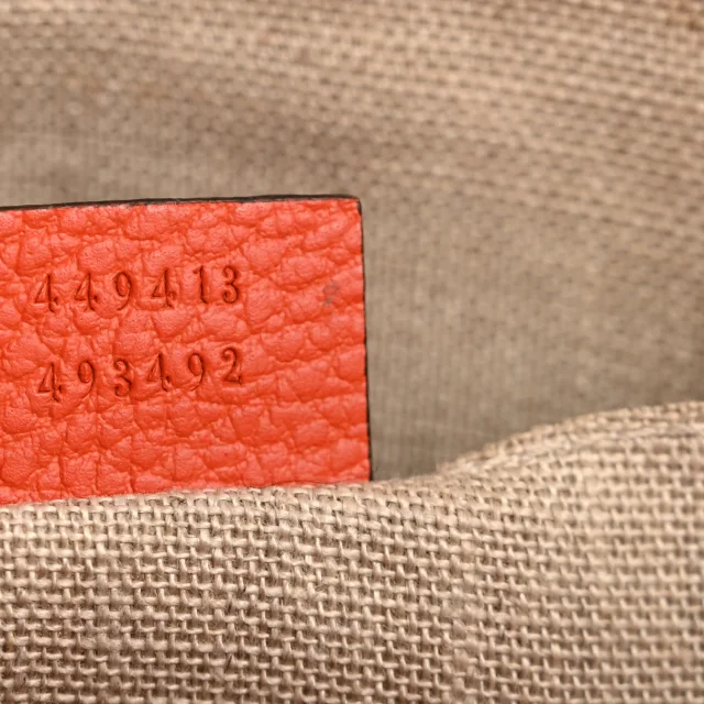 Gucci Monogram Dollar Calfskin Mini Bree Messenger Bag Beige Ebony Sun Orange in Beige Calfskin from FASHIONPHILE, photo 7 of 13