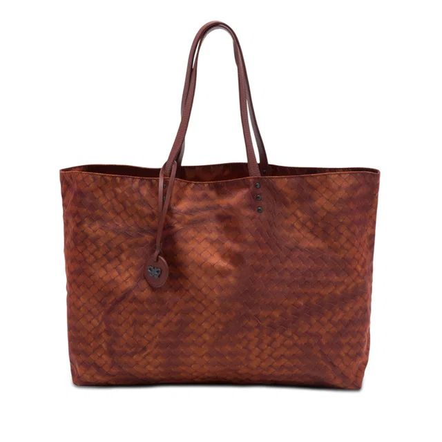Brown Bottega Veneta Nylon Intrecciolusion Tote in Brown Nylon from Designer Revival