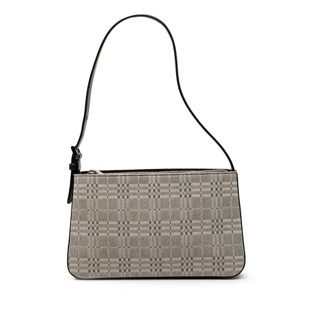 Gray Burberry Tonal Check Canvas Shoulder Bag in Grey Canvas from Designer Revival