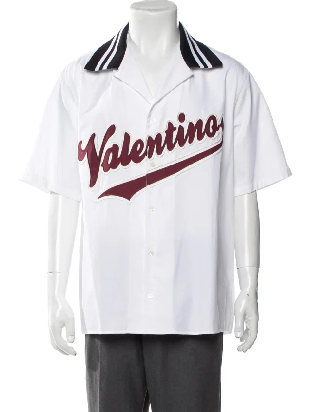 Valentino Garavani Graphic Print Short Sleeve Shirt in white from The RealReal